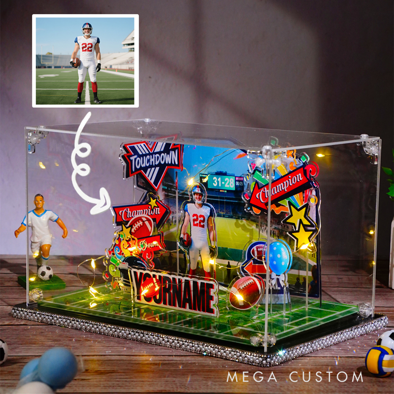 Personalized Football Acrylic Micro Landscape Ornaments DIY Handmade Gifts