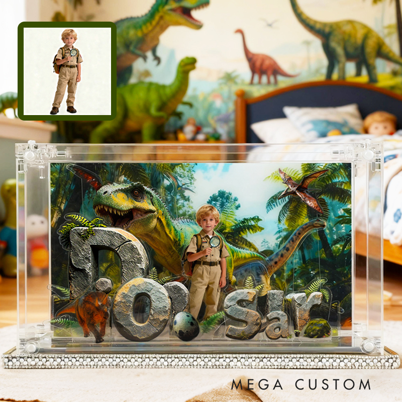 Personalized Jurassic-era Dinosaur 3D Acrylic Forest Photo Customization
