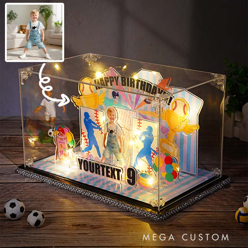 Personalized Baseball Birthday Acrylic Micro Landscape Customized Ornaments DIY Birthday Gift