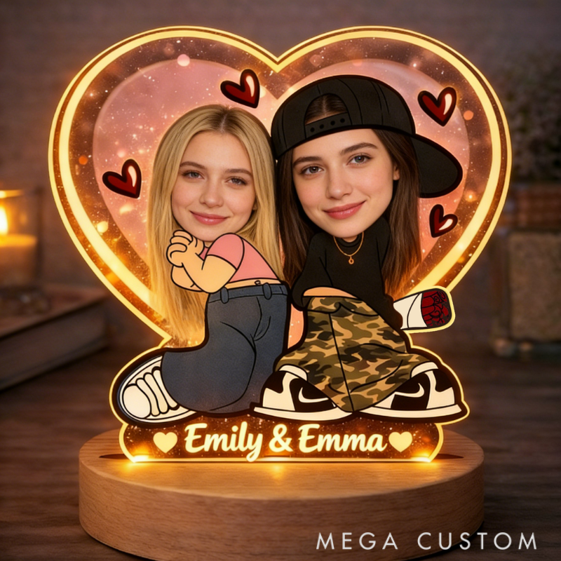 Personalized Girls Love Romantic Night Light - Bedroom Decor Anniversary Gift for Sweethearts