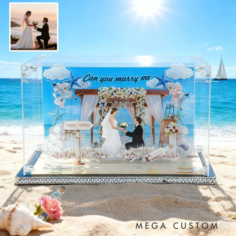 Personalized Seaside Wedding Theme Stand Wedding Acrylic 3D Photo Frame Wedding Gift