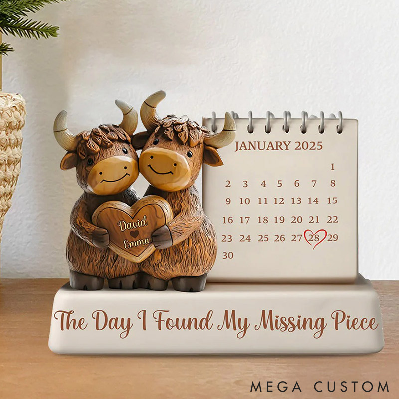 Personalized Couple Highland Cow Wood Acrylic Plaque Custom Name Date Plaque Valentines Gift for Husband Wife Anniversary Christmas Gift for Him Her