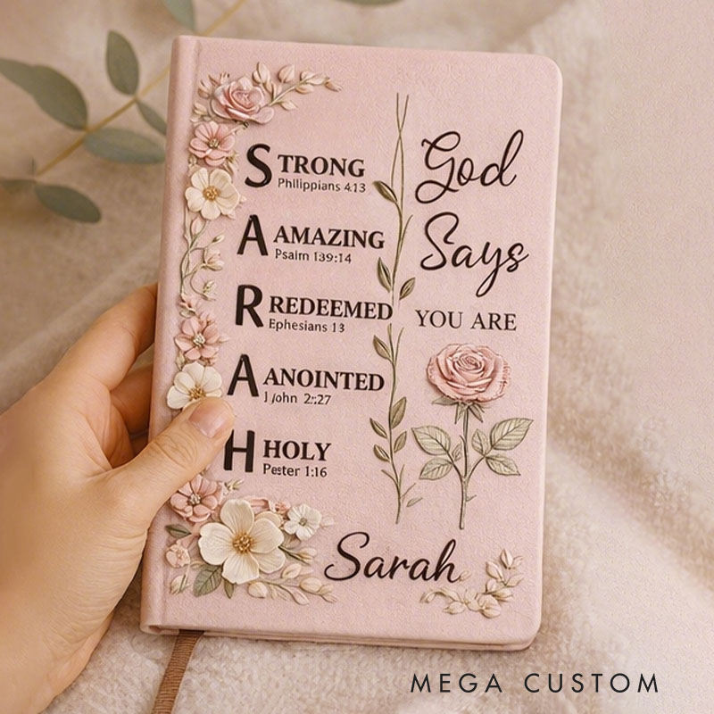 Personalized Christian Name Journal With Bible Verses, Custom Scripture Gift for Women