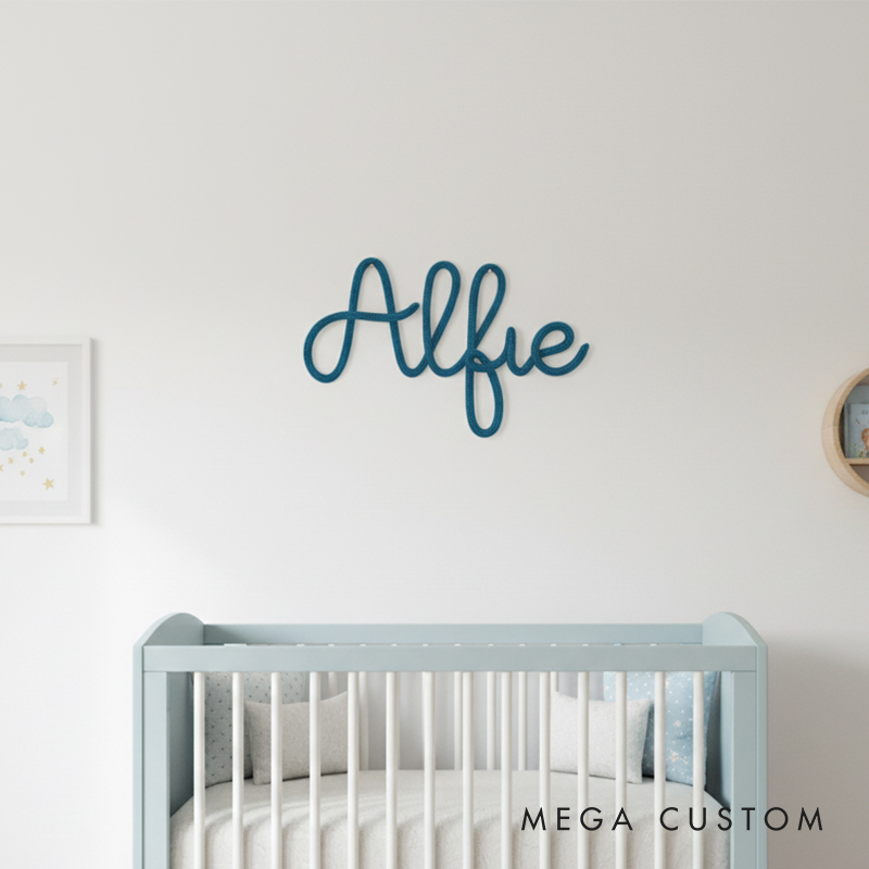 Personalized Handcrafted Yarn Knitted Wire Name Sign Custom Nursery Decor for Babies & Kids Perfect Keepsake Gift