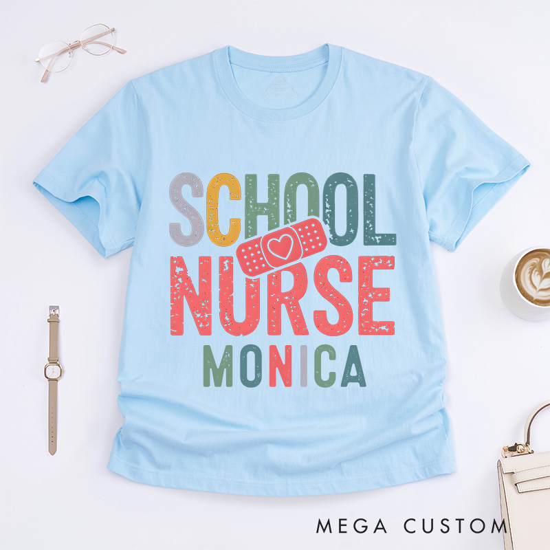 Personalized Nurse T-Shirts School Nurse Healing Hands Fashion Design T-Shirts