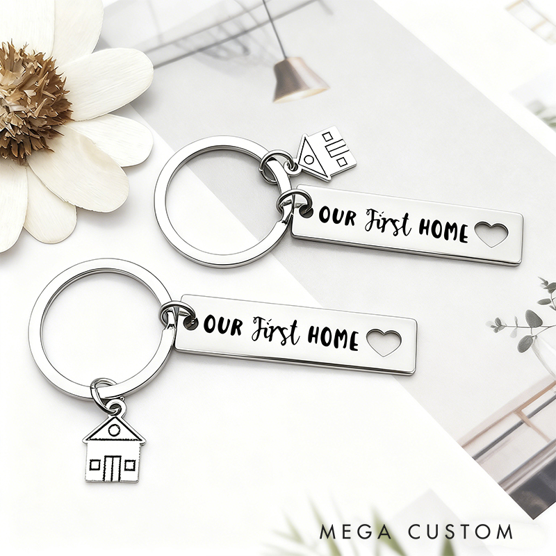 Personalized Home Love Couples Keychain Engraved Custom Practical Housewarming Gift for Partners