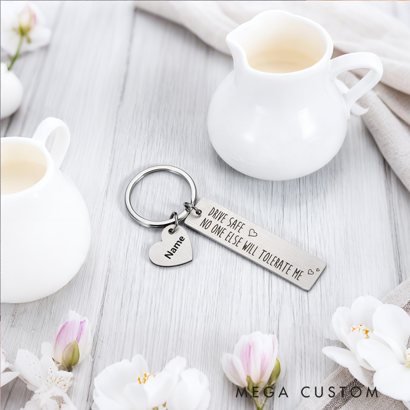 Personalized Safe Driving Keychain Custom text Meaningful Gift for Beloved
