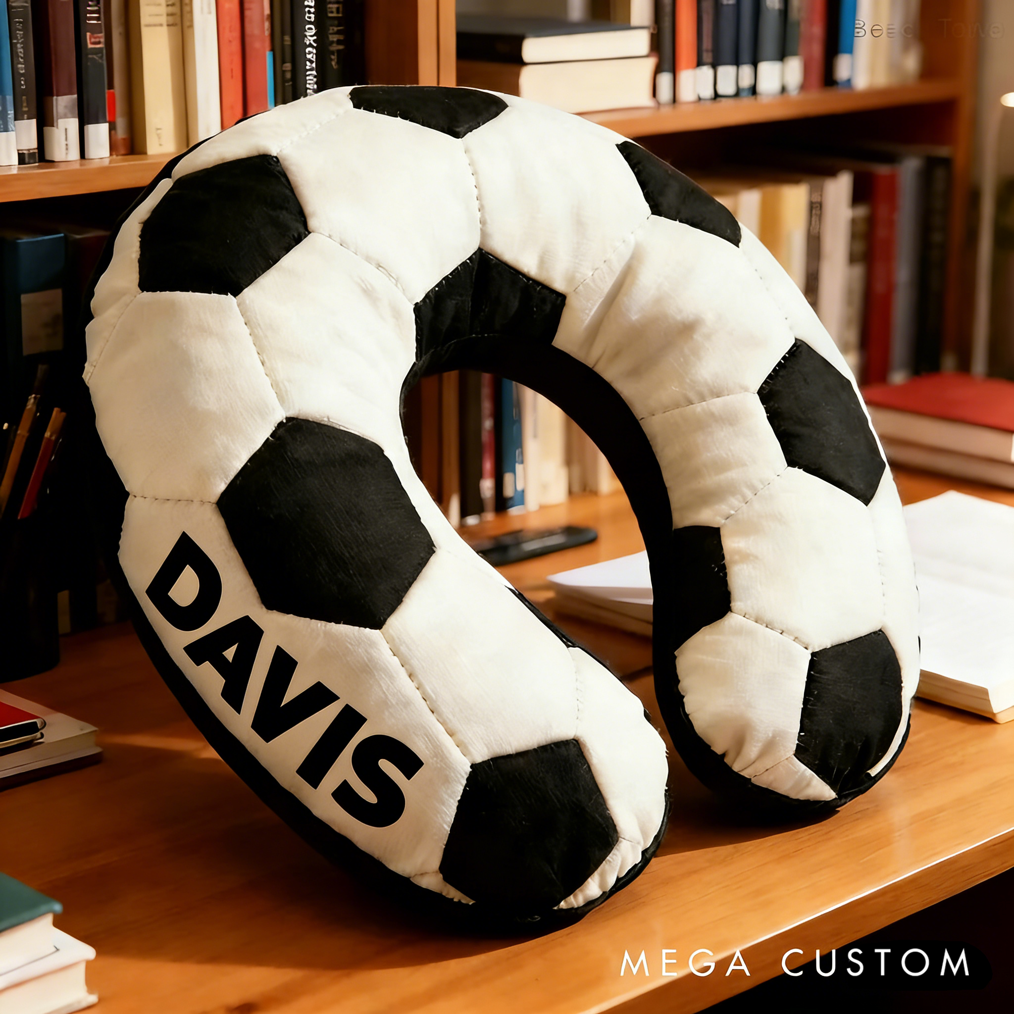 Personalized Soccer U-Shaped Pillow with Custom Name for Soccer Fans