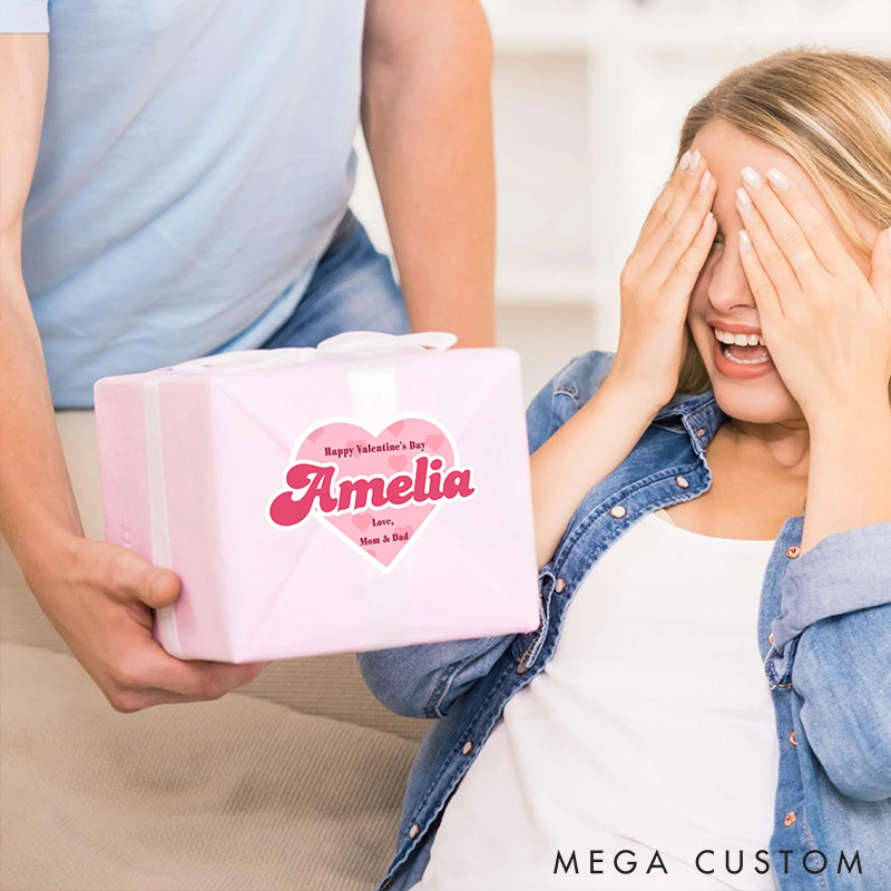 Personalized Romantic Heart Stickers with Name and Text Gift Decor Happy Valentine's Day Stickers Gift for Couple for Girlfriend for Her