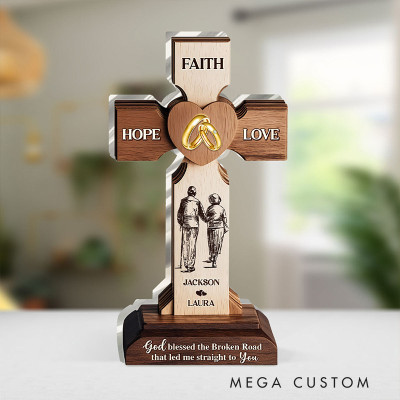 Personalized Faith Hope Love Custom Shaped Acrylic Plaque with Name Religious Gift Valentine Gift Anniversary Gift for Couple