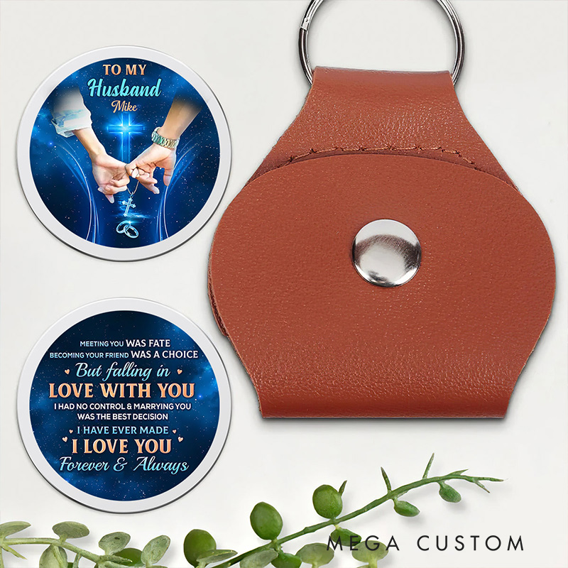 Personalized Meeting you was Fate Leather Pocket Hug Keychain with Custom Name Religious Gift Valentine's Gift Wedding Gift for Couple