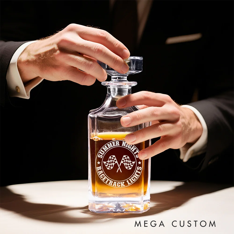 Personalized Racing Gifts Whiskey Decanter Set with Engraved Text Custom Liquor Decanter for Car Lovers Birthday Anniversary