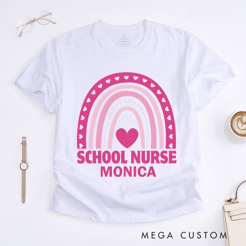 Personalized Nurse T-Shirts School Nurse Heartfelt Care Fashion Design T-Shirts