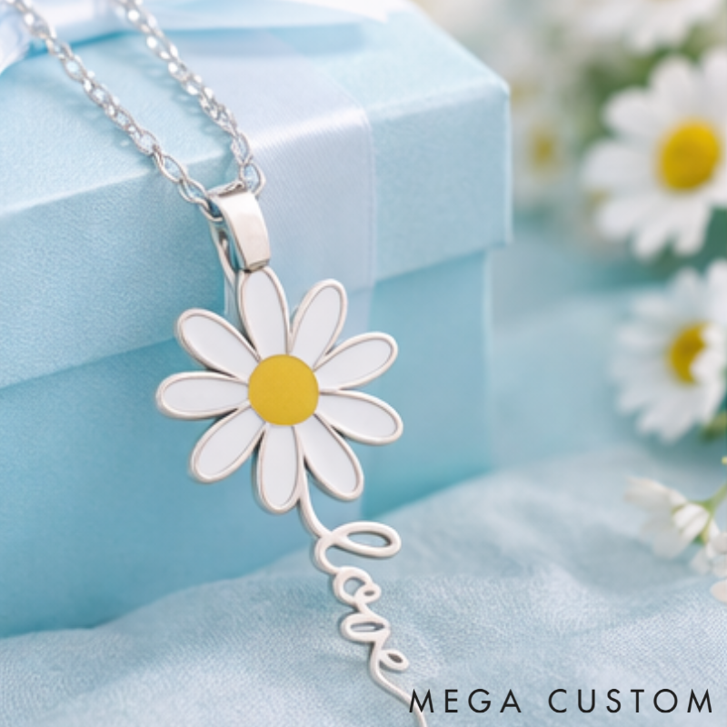 Personalized Dainty Daisy Necklace Custom Name Charming Holiday Gift for Her