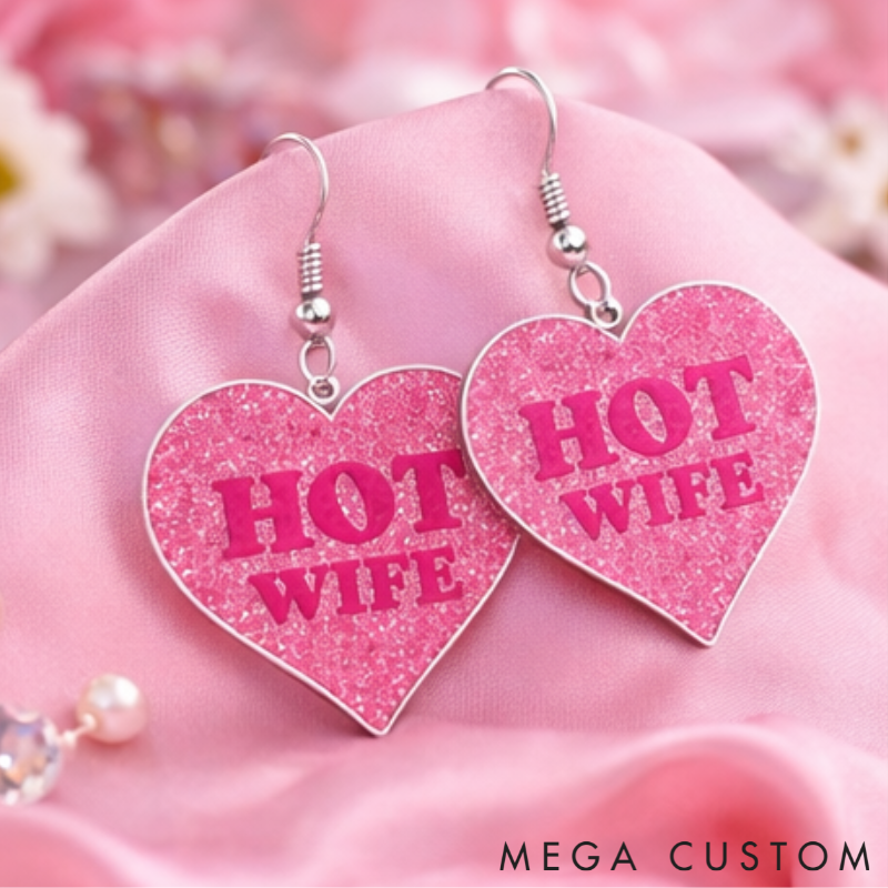 Personalized Heart Shaped Barbie Style Earrings Custom Name Holiday Gift for Her