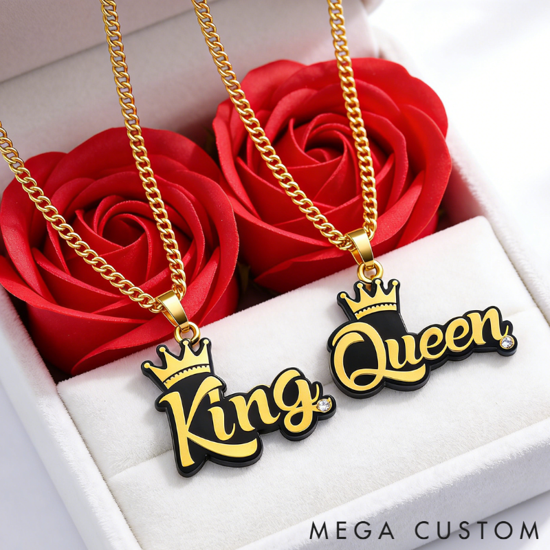 Personalized Matching Crown Inspired Necklaces Symbolizing Love Elegant Holiday Gift for Couples