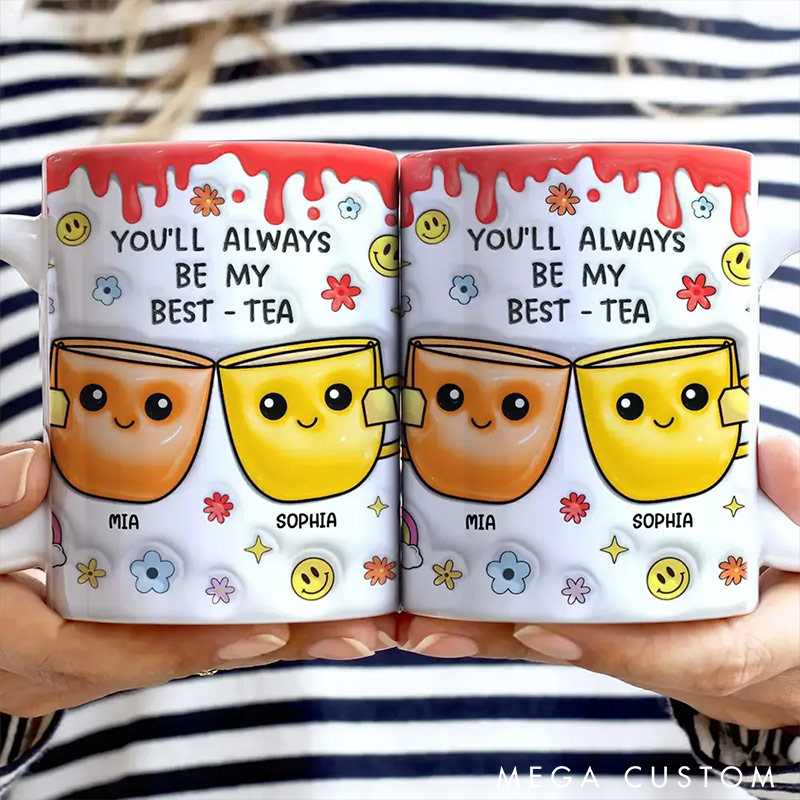 Personalized Couple You'll Always Be My Best Tea Mug 3D Effect Mug Edge-to-Edge Mug for Husband Wife Valentine's Gift for Him Her