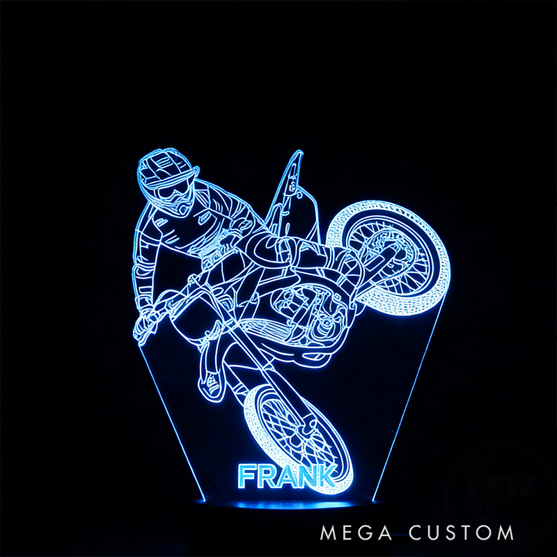 Personalized Motorcycle Gifts Custom LED Night Light with Engraved Name Multicolor Lamp for Biker Room Decor