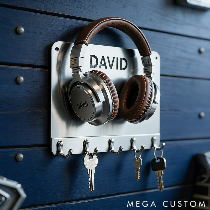 Personalized Headphones Wall Hook Decoration Made of Metal Gift for Music Lovers