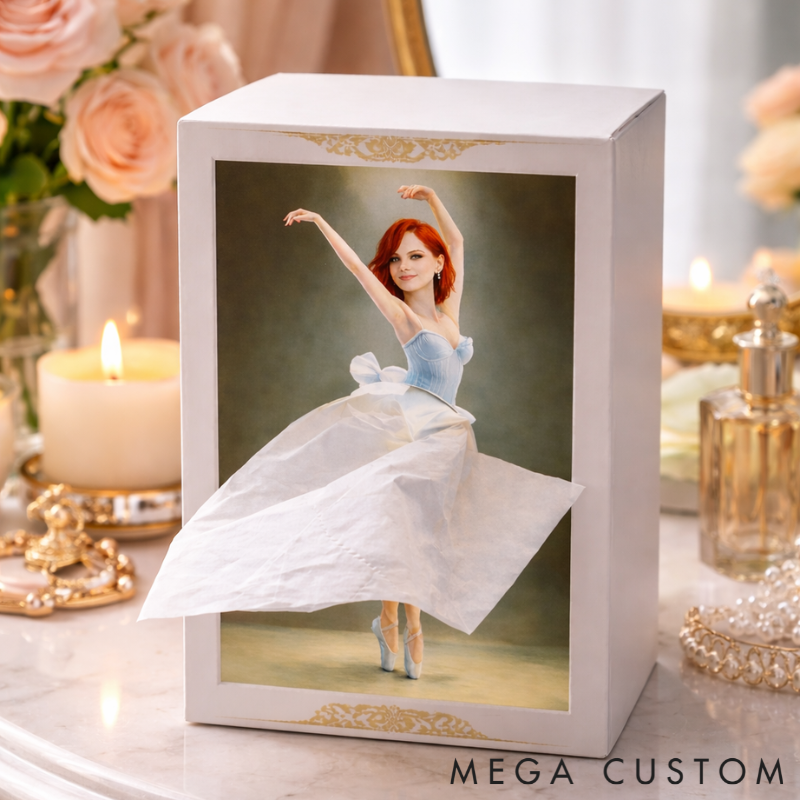 Personalized Graceful Dancer Tissue Box Custom Photo Unique Gift for Dance Lovers Home Decor