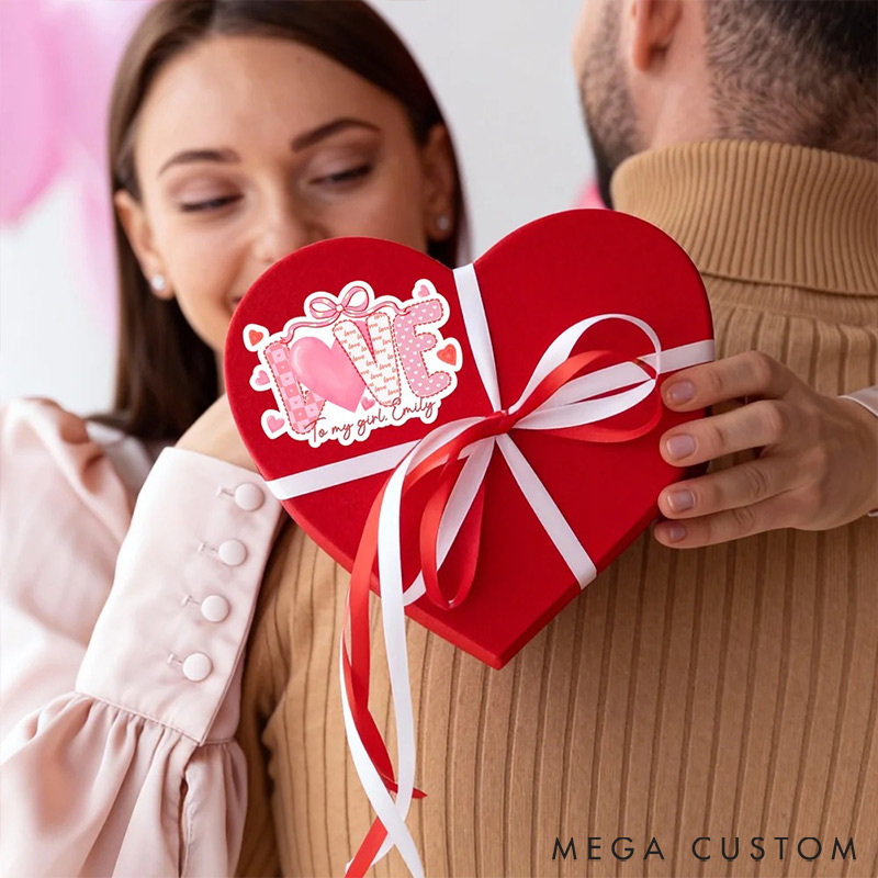 Personalized Romantic lOVE Stickers Labels with Name Gift Decor Valentine's Day Stickers Gift for Couple Anniversary Gift for Her for Lovers