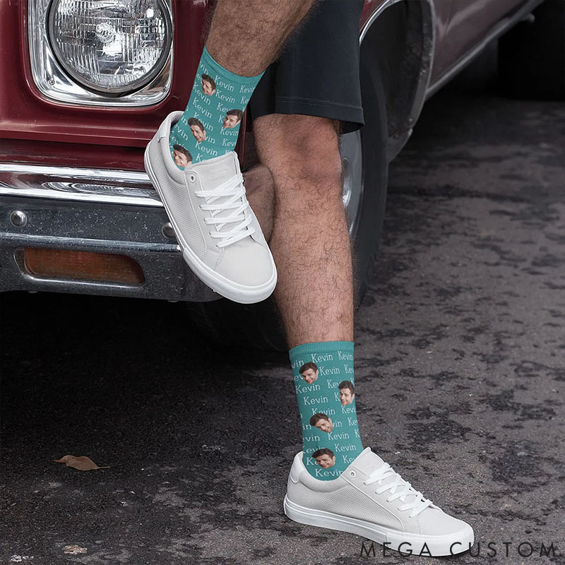 Personalized Couple Multicolor Face Photo Tube Socks Custom Girlfriend Boyfriend Portrait Socks Valentines Day Gift for Him Her Anniversary Gift