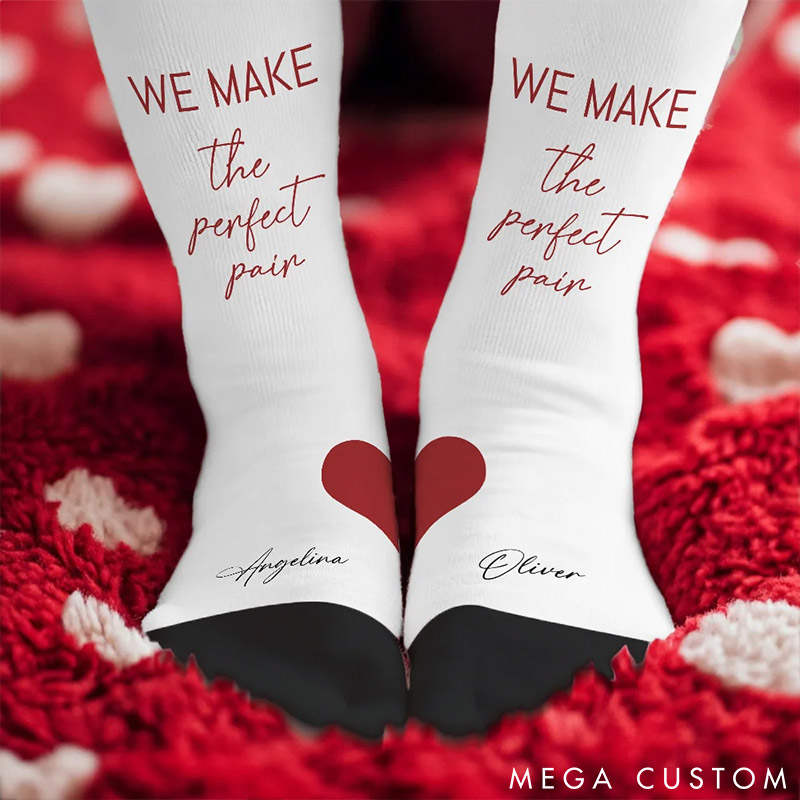 Personalized Couple We Make the Perfect Pair Socks with Name Custom Girlfriend Boyfriend Socks Valentines Day Gift for Him Her Anniversary Gift