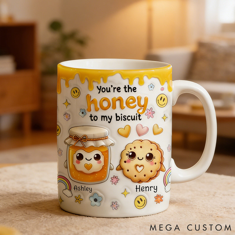 Personalized Food Pun Couple Mug Custom 3D Inflated Effect Printed Mug Couple Valentine's Gift Mug for Husband Wife