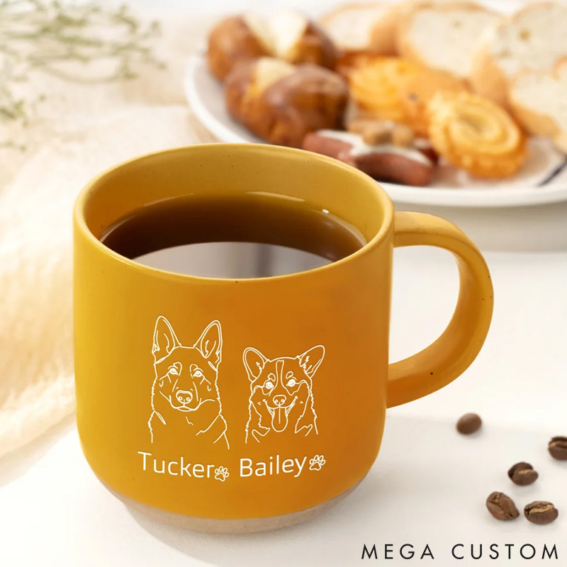 Personalized Pet Lover Pet Photo Line Art Style Silhouette Mugs