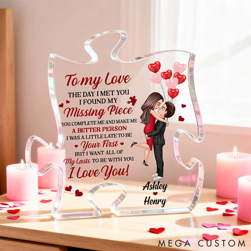 Personalized Puzzle Acrylic Plaque The Day I Met You I Found My Missing Piece Valentine's Gift for Couple Home Decor Plaque
