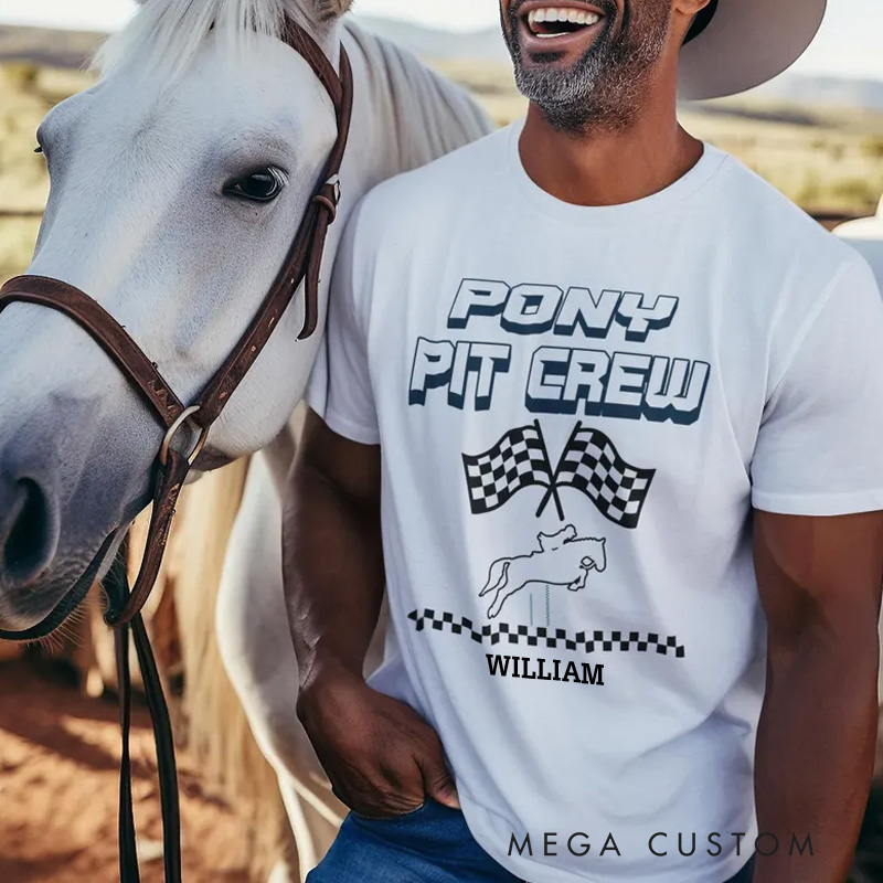 Personalized Pony Pit Crew Classic T-Shirt Equestrian Horse Show Helpers Tee for Riding Lovers
