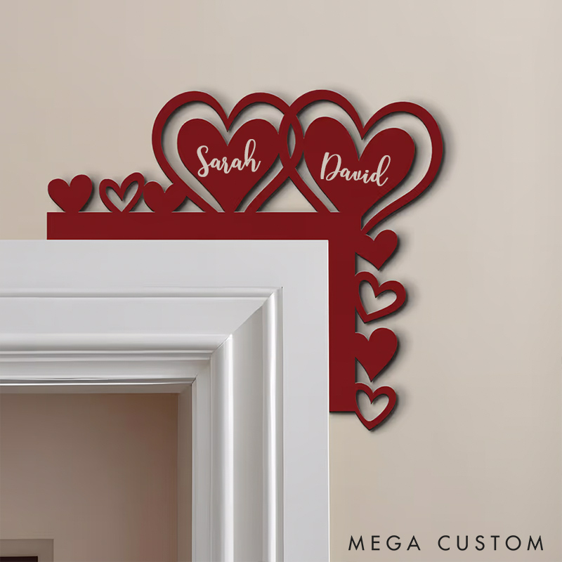 Personalized Couple Red Heart Door Corner Wood Sign Romantic Love Our Happy Corner Together Couple Home Decor Valentines Gift for Couple for Wife Husband