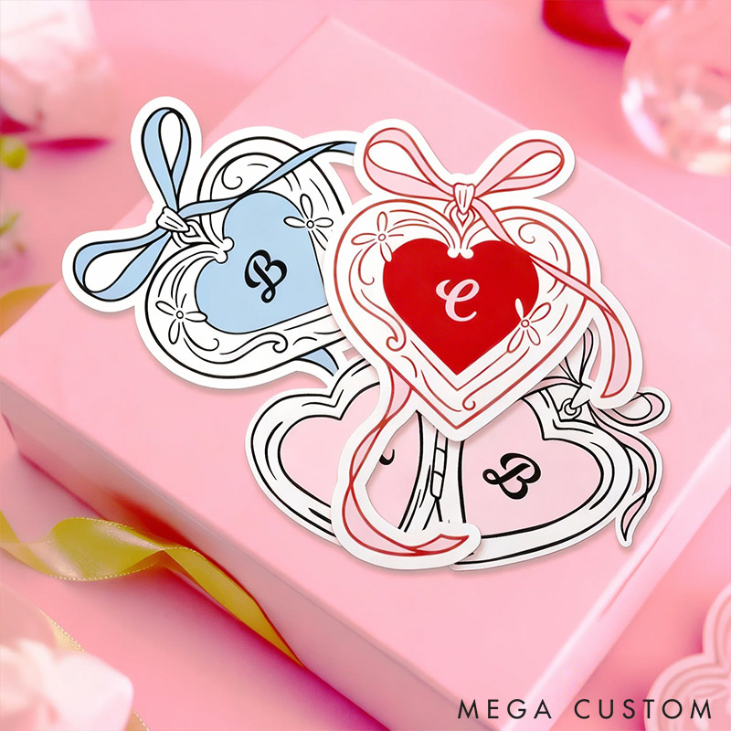 Personalized Romantic Heart Stickers Labels with Name Gift Decor Valentine's Day Stickers Gift for Couple Anniversary Gift for Her for Lovers