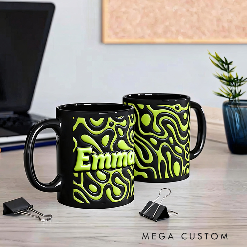 Personalized Racing Gifts Custom Name Coffee Mug with 3D Print Pattern F1 Style Cup for Car Enthusiasts