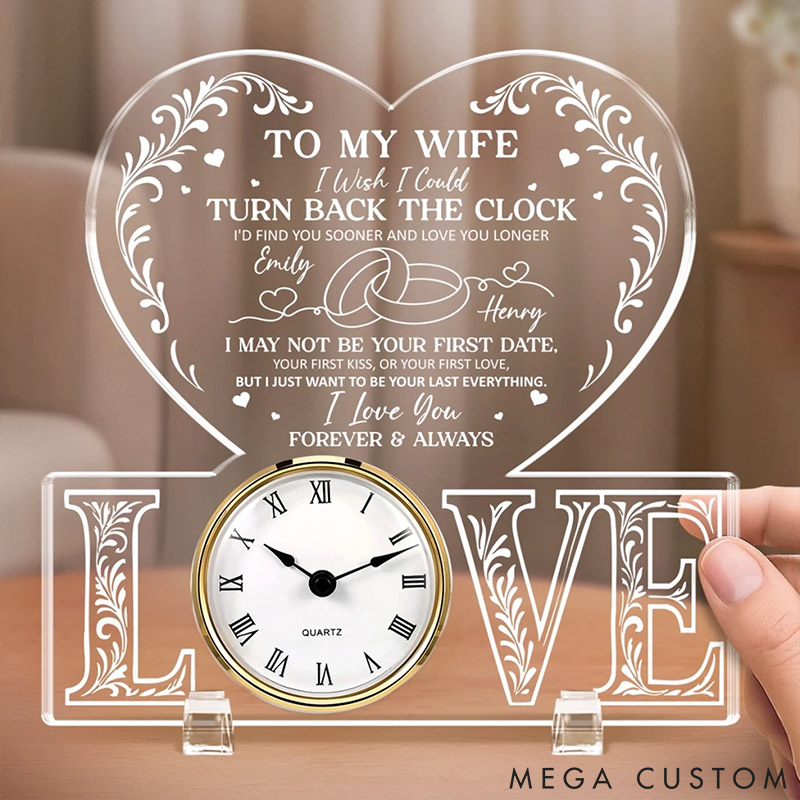 Personalized Couple I Wish I Could Turn Back The Clock Acrylic Desk Clock Custom Newlyweds Desk Clock Anniversary Gift Valentines Day Gift for Him Her