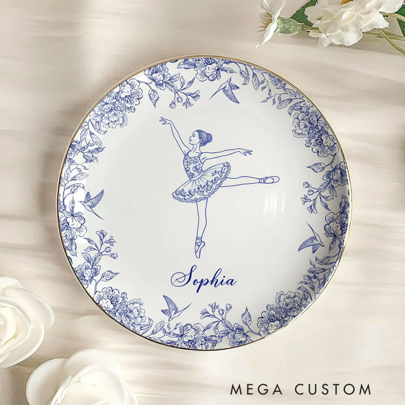 Personalized Ballet Dancer Jewelry Dish Dance Gift For Little Girls Dance Teacher Recital Gifts Ballet Dancer Trinket Tray Dance Team Ring Holder