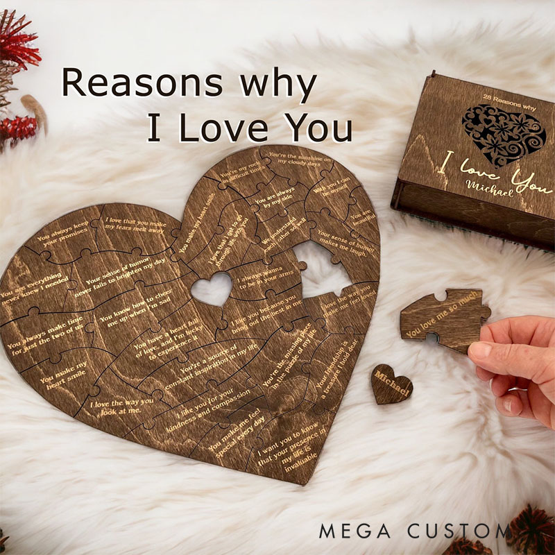 Personalized Wooden Puzzle Reasons I Love you Gift for Her Gift for Girlfriend Birthday