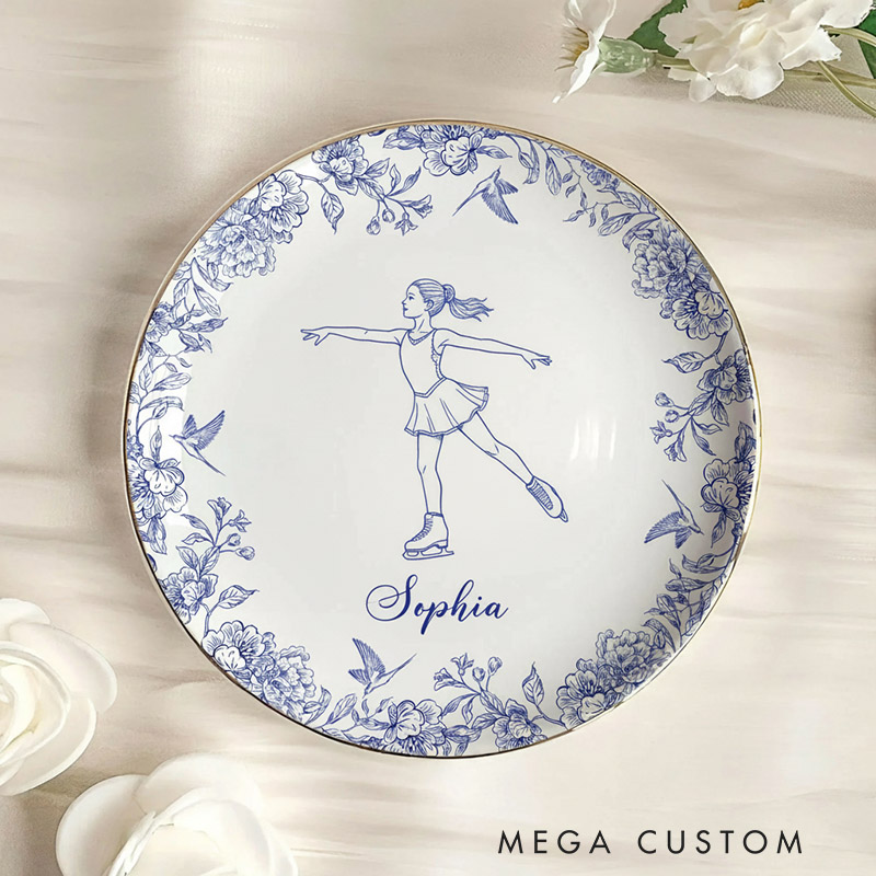 Personalized Figure Skating Girl Jewelry Dish Gift for Girls Figure Skating Coach Recital Gifts Figure Skater Trinket Tray Figure Skating Team Ring Holder