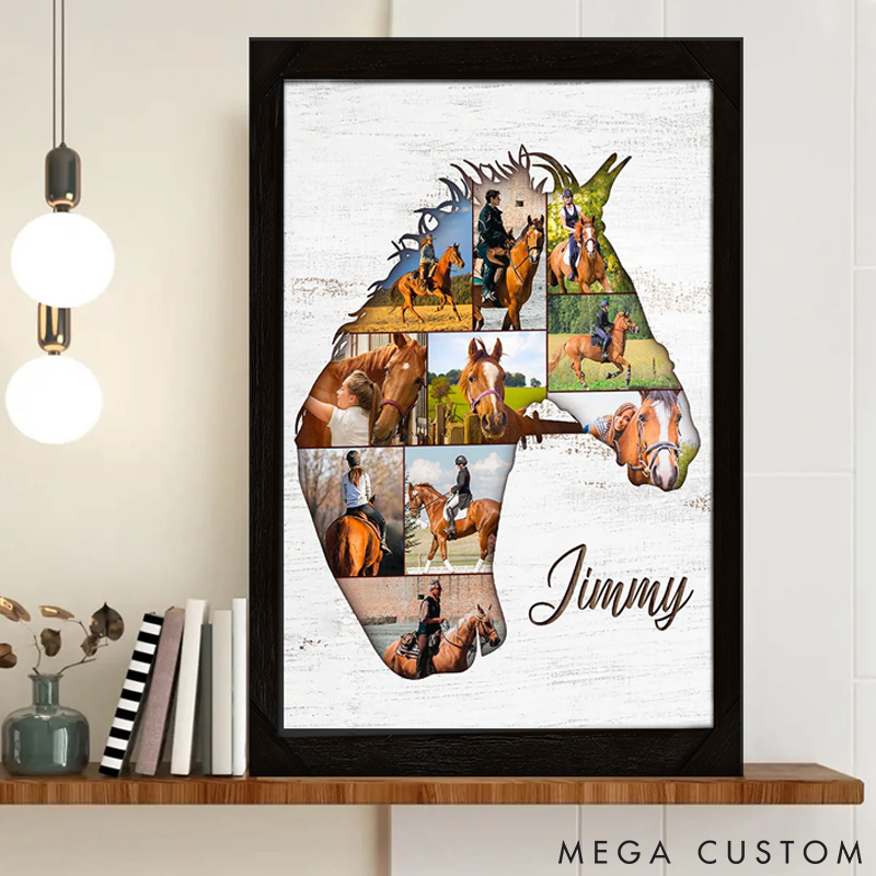 Personalized Pet Lover Horse Collage Photo Poster Pet Portrait