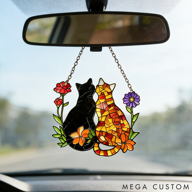 Personalized Cat Lover Funny Poppy Flower Decor Sun Catcher