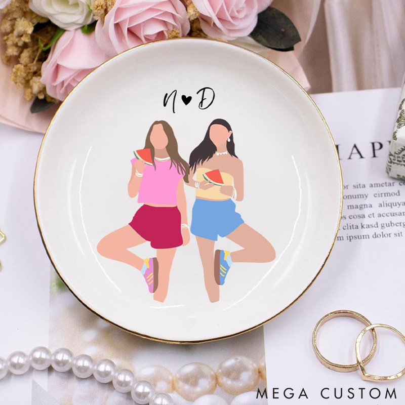 Personalized Bestie Faceless Portrait Trinket Dish Custom Photo Galentine Gift for Bastie Valentine Gift for Friendship