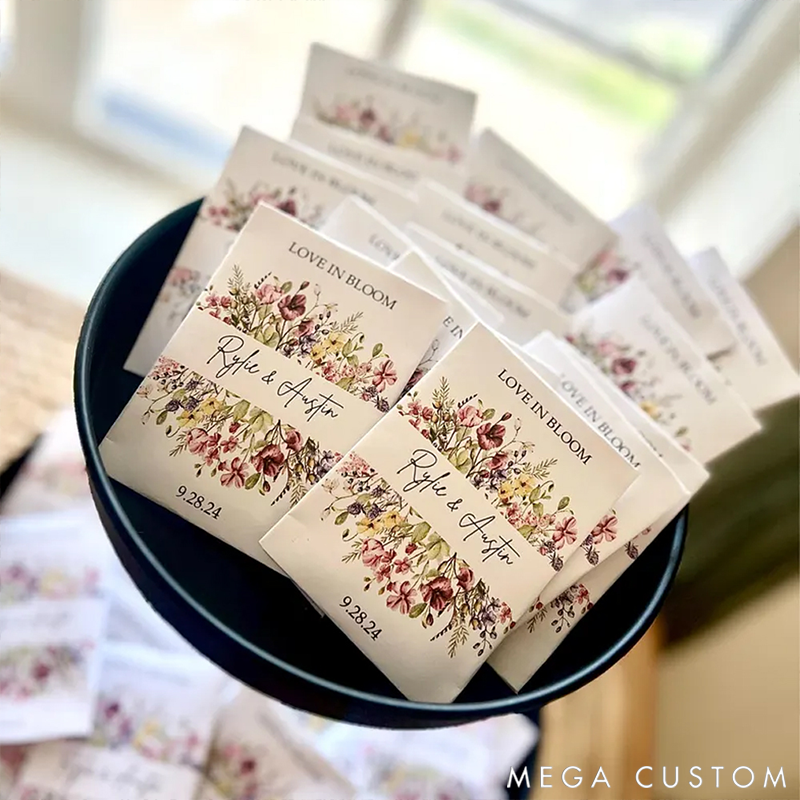 Personalized Eco-Friendly Wildflower Seed Packets Perfect Wedding Favors and Bridal Shower Gifts