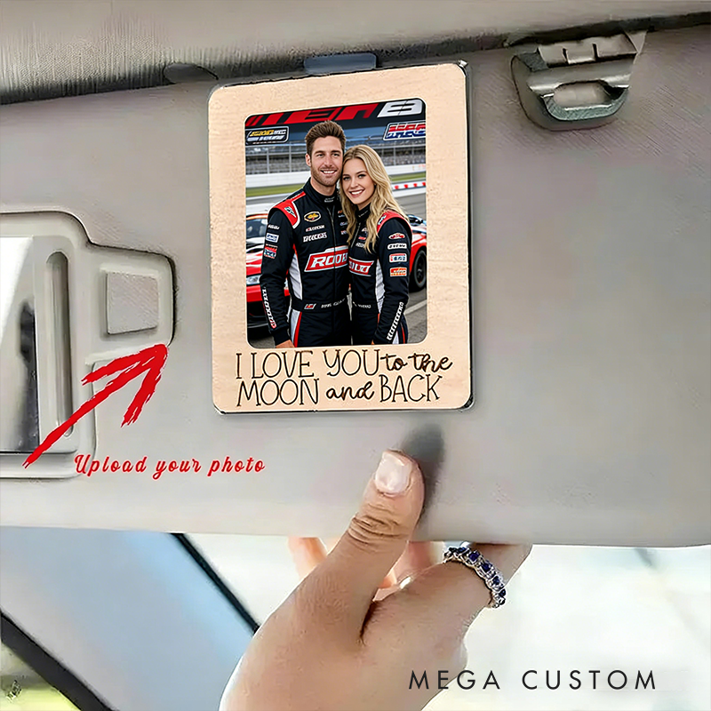 Personalized Family Gifts Custom Photo Car Visor Clip Frame I Love You to The Moon and Back Gift