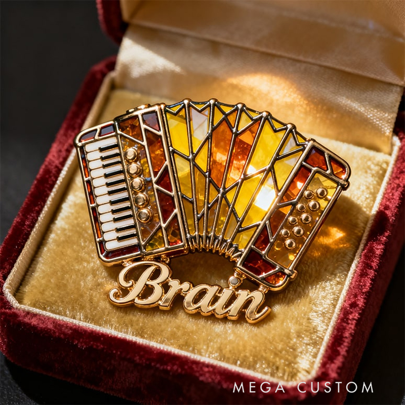 Personalized Accordion Enamel Brooch Designed with Your Beloved Instrument
