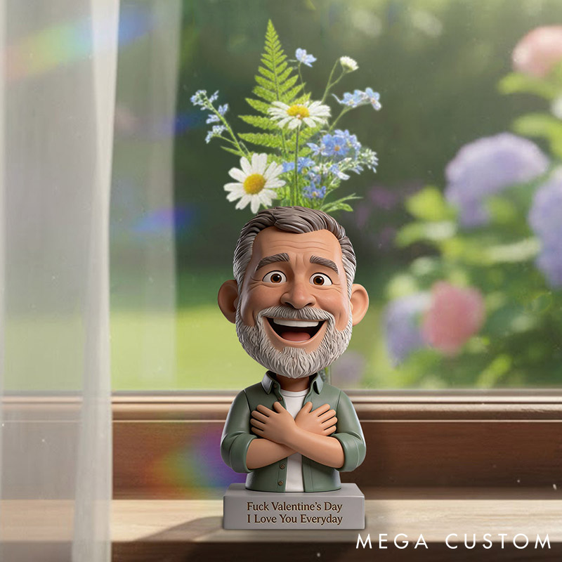 Personalized Couple Photo F*ck Valentine's Day I Love You Everyday Acrylic Flower Vase Custom Shape Man Woman Photo Portrait Vase Valentines Day Gift