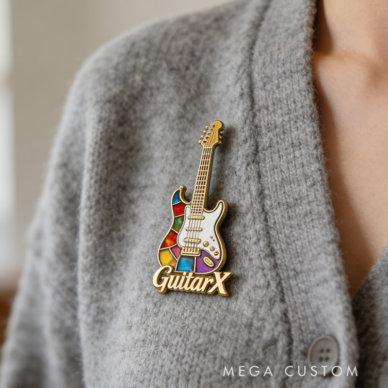 Personalized Electric Guitar Custom Enamel Pin Inspired by Your Favorite Instrument