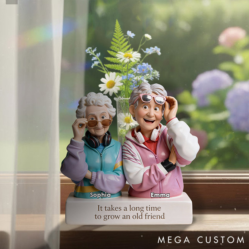 Personalized Photo It Takes a Long Time To Grow an Old Friend Acrylic Flower Vase Custom Shape Bestie Photo Portrait Vase Valentines Day Gift for Her