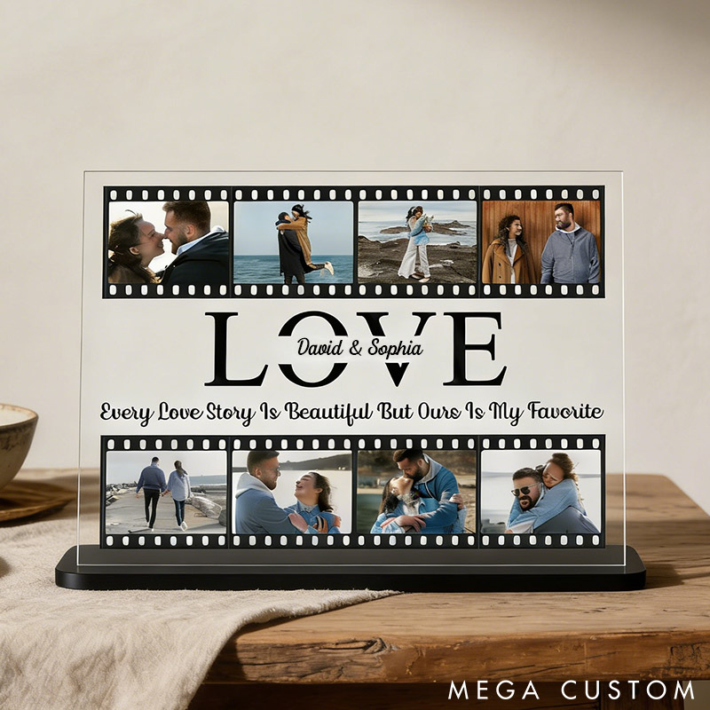 Personalized Photo Every Love Story Is Beautiful Couple Acrylic Plaque Couple Photo Film Strip Acrylic Plaque Valentine's Anniversary Gift 