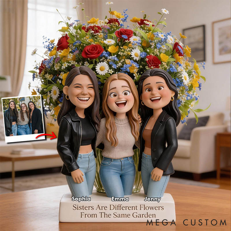 Personalized Photo Sisters Are Different Flowers From The Same Garden Acrylic Flower Vase Custom Shape Bestie Photo Portrait Vase Valentines Day Gift