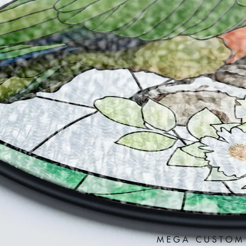 Personalized Pet Lover Funny Couple Custom Bird Portrait Sun Catcher